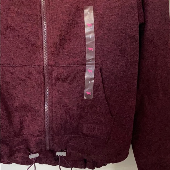 New VS PINK Sweater Knit High-Low Full Zip Hoodie - Picture 5 of 7